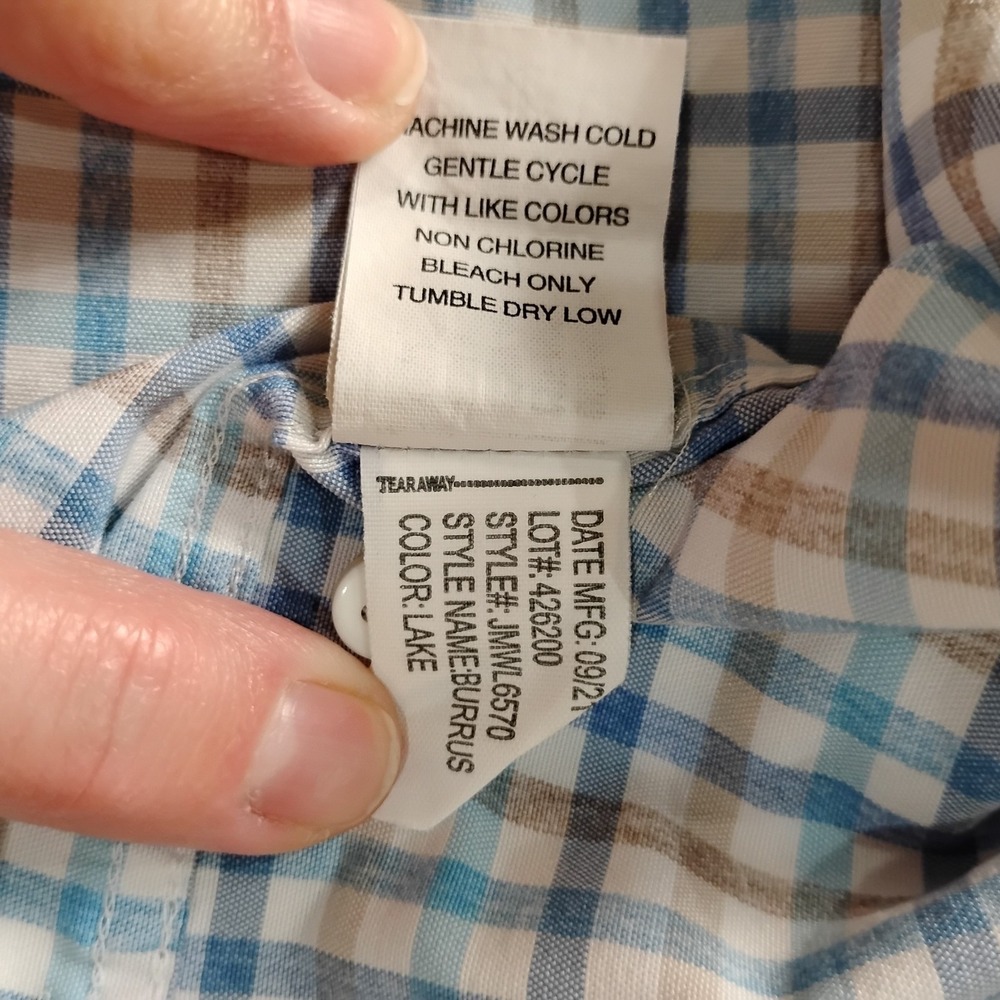 johnnie-O Prepformance Size XL Blue Tan Grid Plaid Lightweight Button Down - Picture 6 of 11